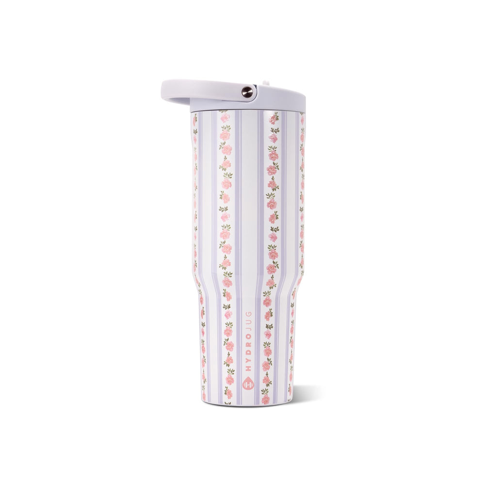 HydroJug frente rosa primrose mostrando capacidad y diseño elegante