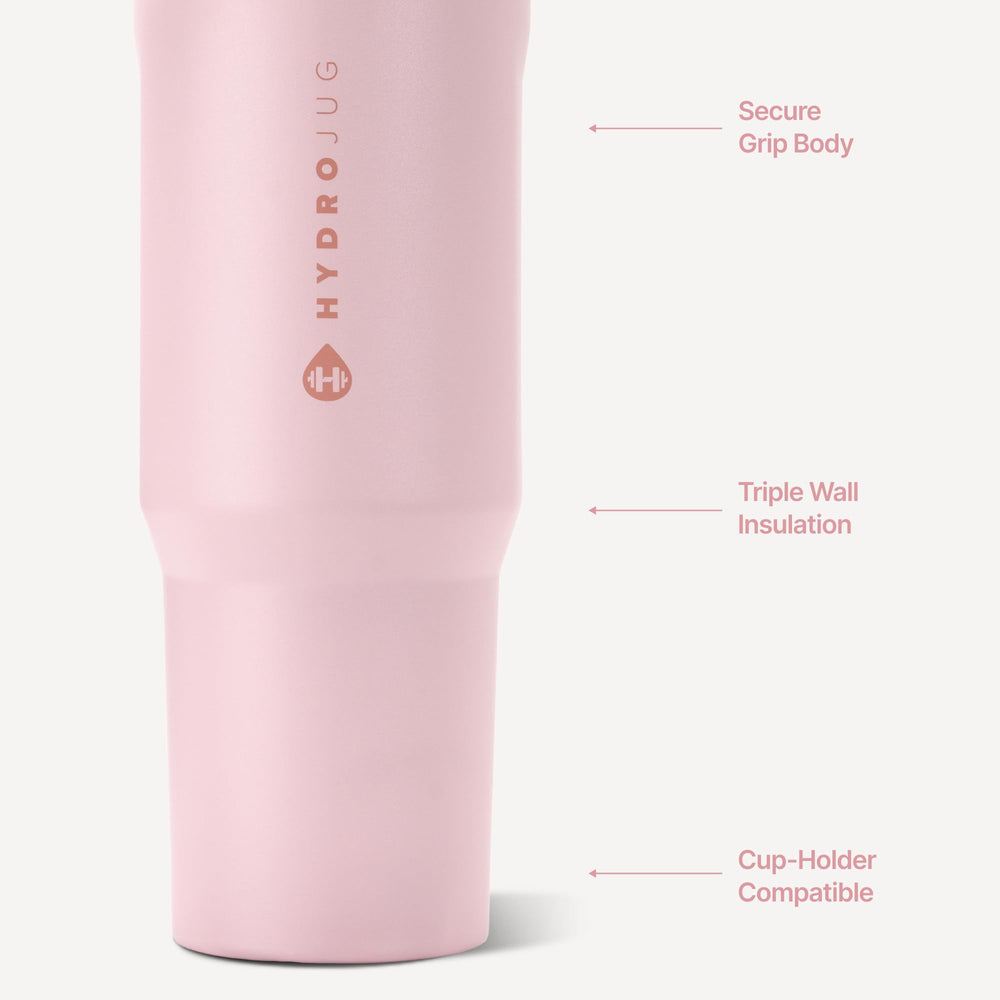 HydroJug detalle del cuello y acero inoxidable que indica durabilidad segura