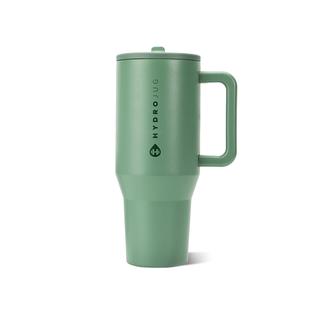 HydroJug Traveler frontal mostrando diseño sage y capacidad 40oz y estética funcional