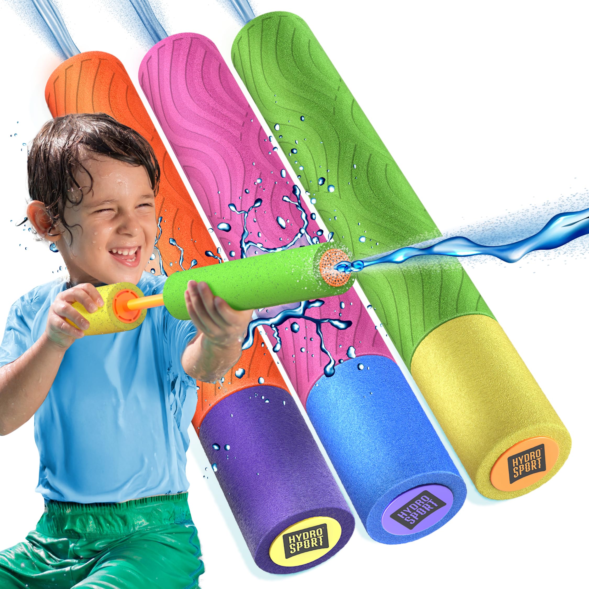 HydroSport frontal del pack de tres pistolas, ideal para fiestas familiares