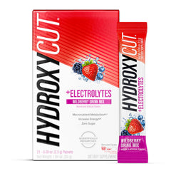 Hydroxycut empaque frontal Wildberry Blast mostrando sobres y marca