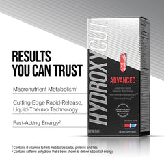 Hydroxycut detalle del líquido interior mostrando tecnología de liberación