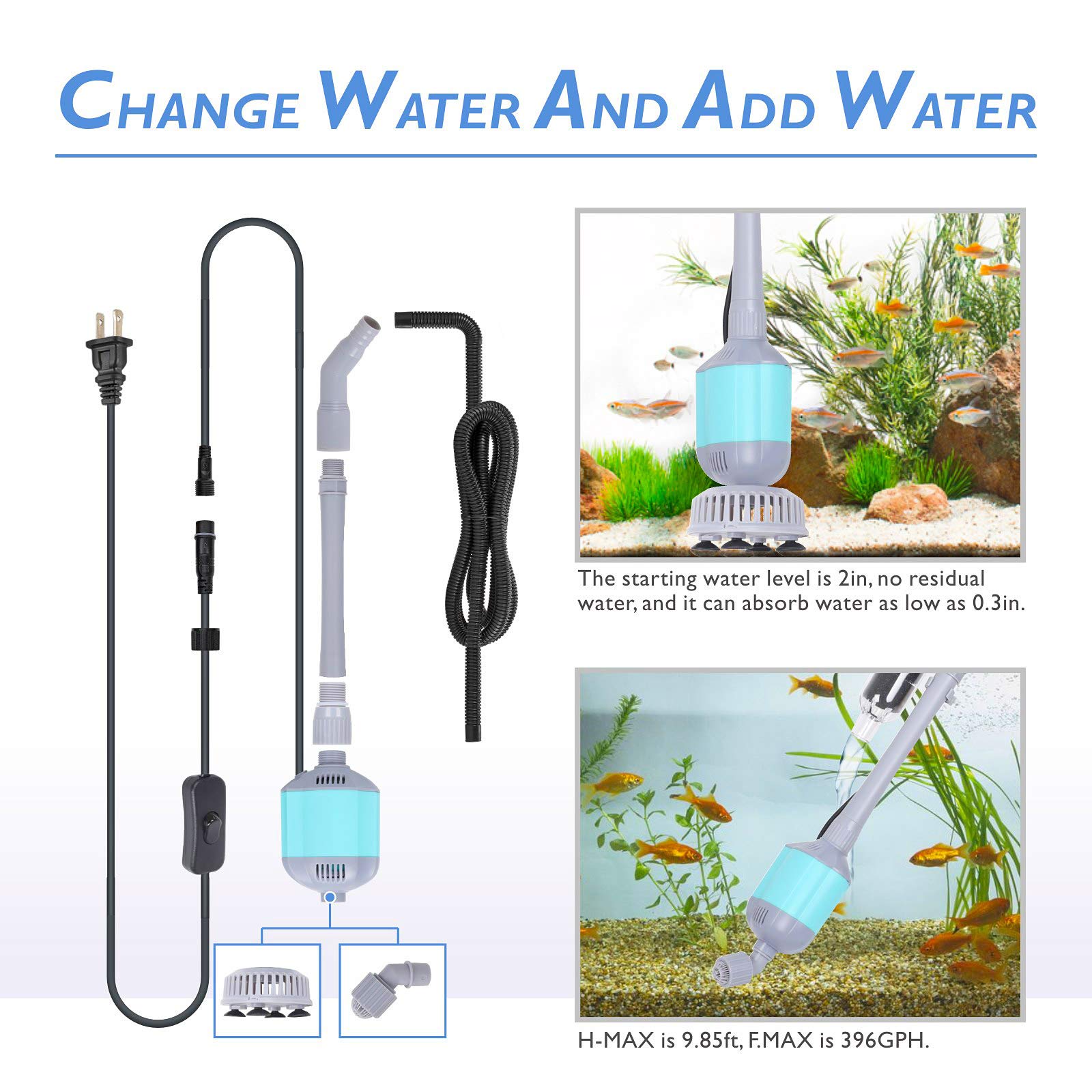 hygger conjunto de boquillas y accesorios, versatilidad para limpiar esquinas y grava