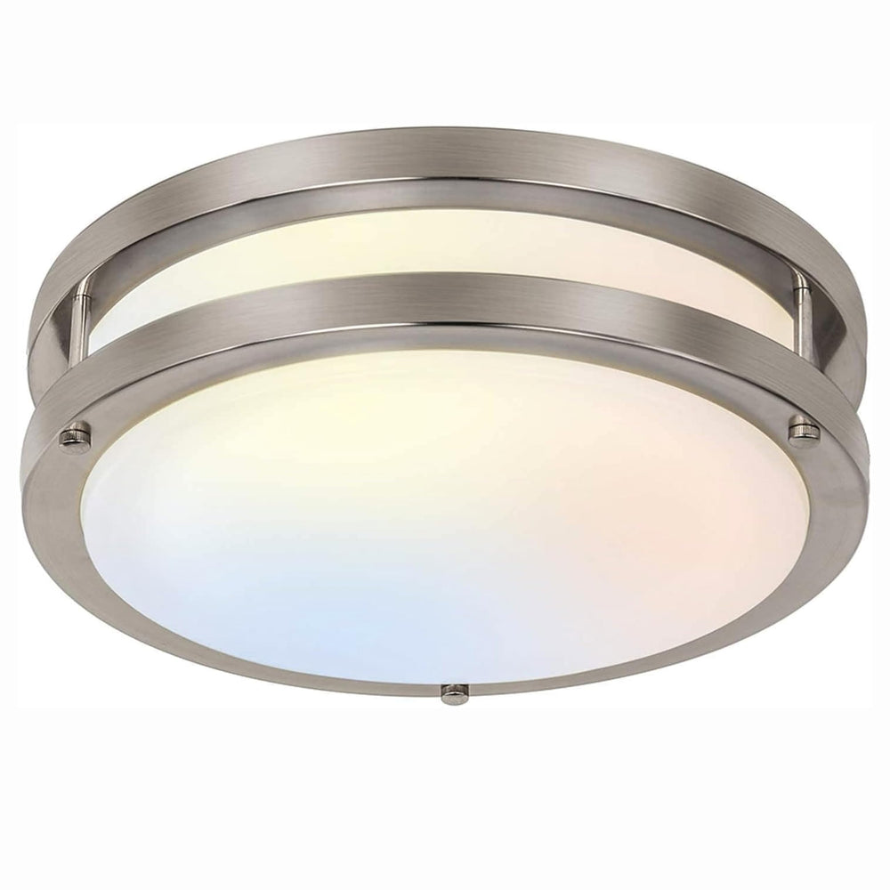 hykolity front view of flush mount showing clean modern look and bright light