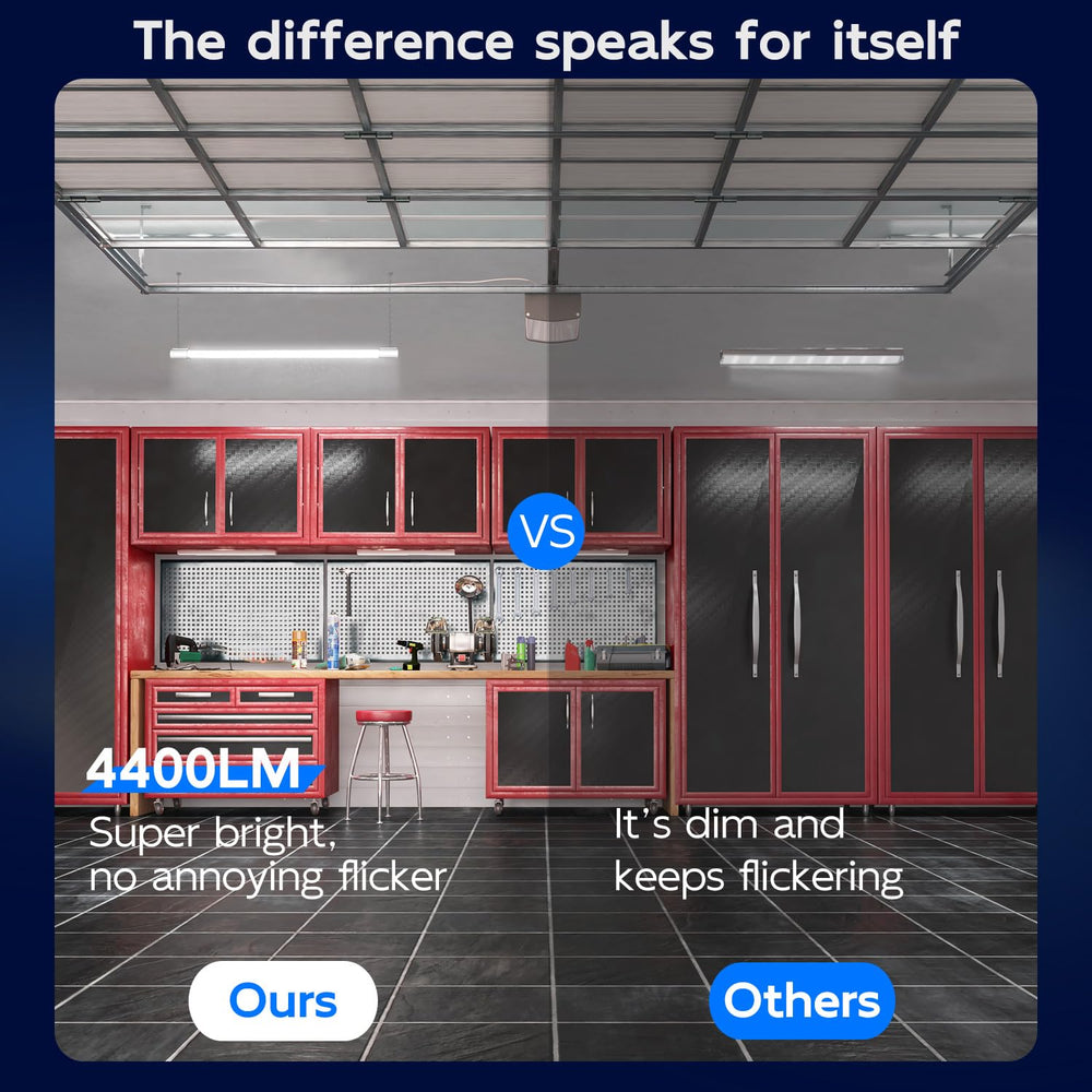 hykolity lámpara instalada en garaje mejorando visibilidad