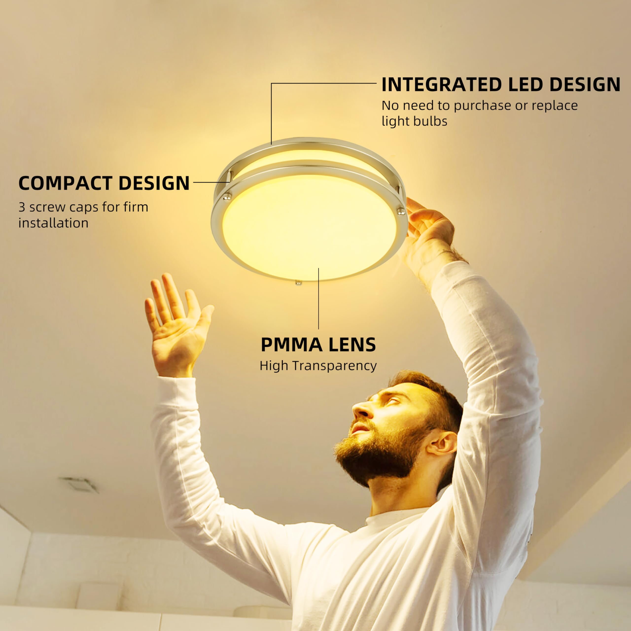 hykolity ceiling light installed in kitchen delivering uniform task lighting