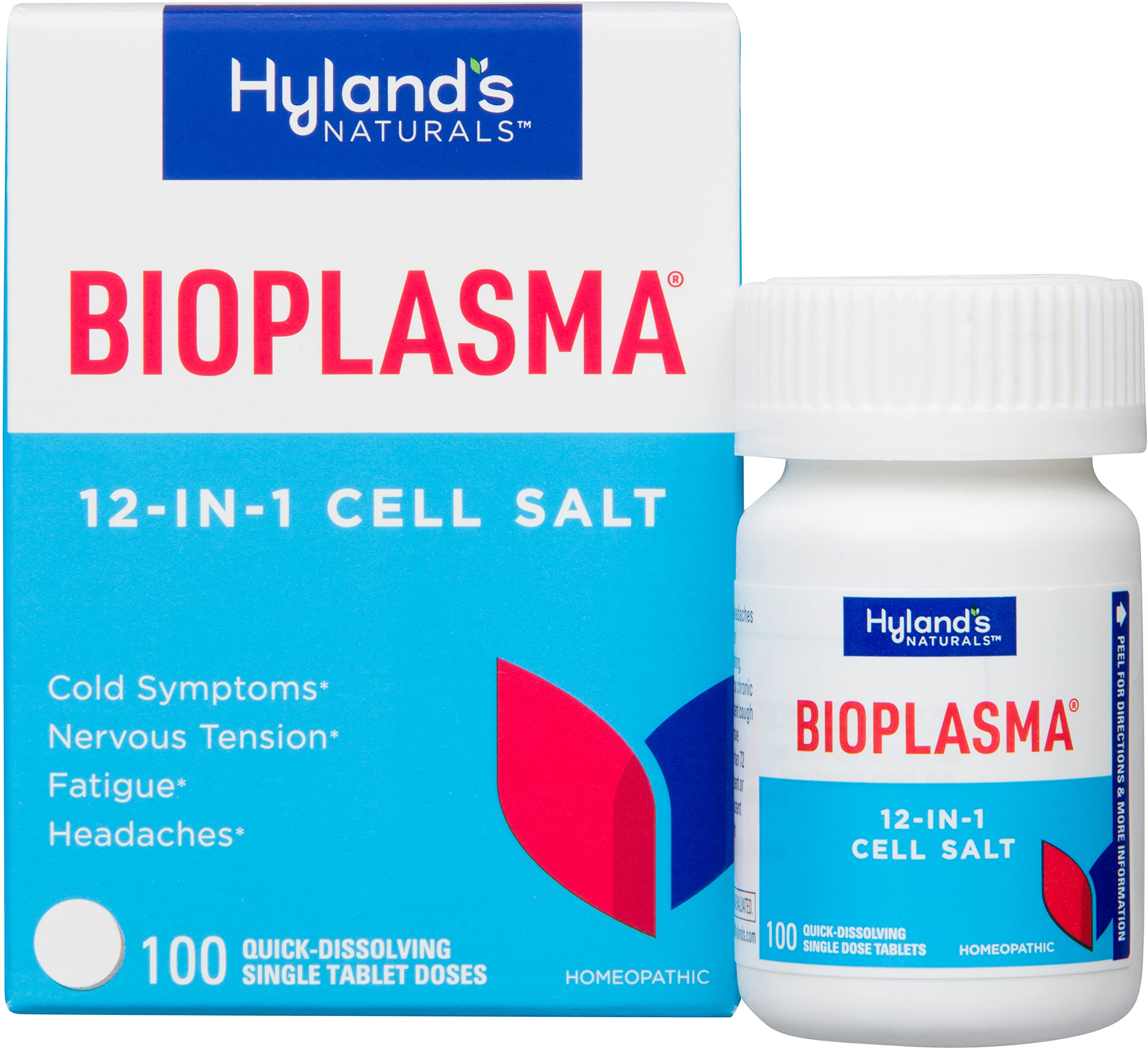 Hyland's botella frontal del envase con etiqueta legible y facilidad de transporte