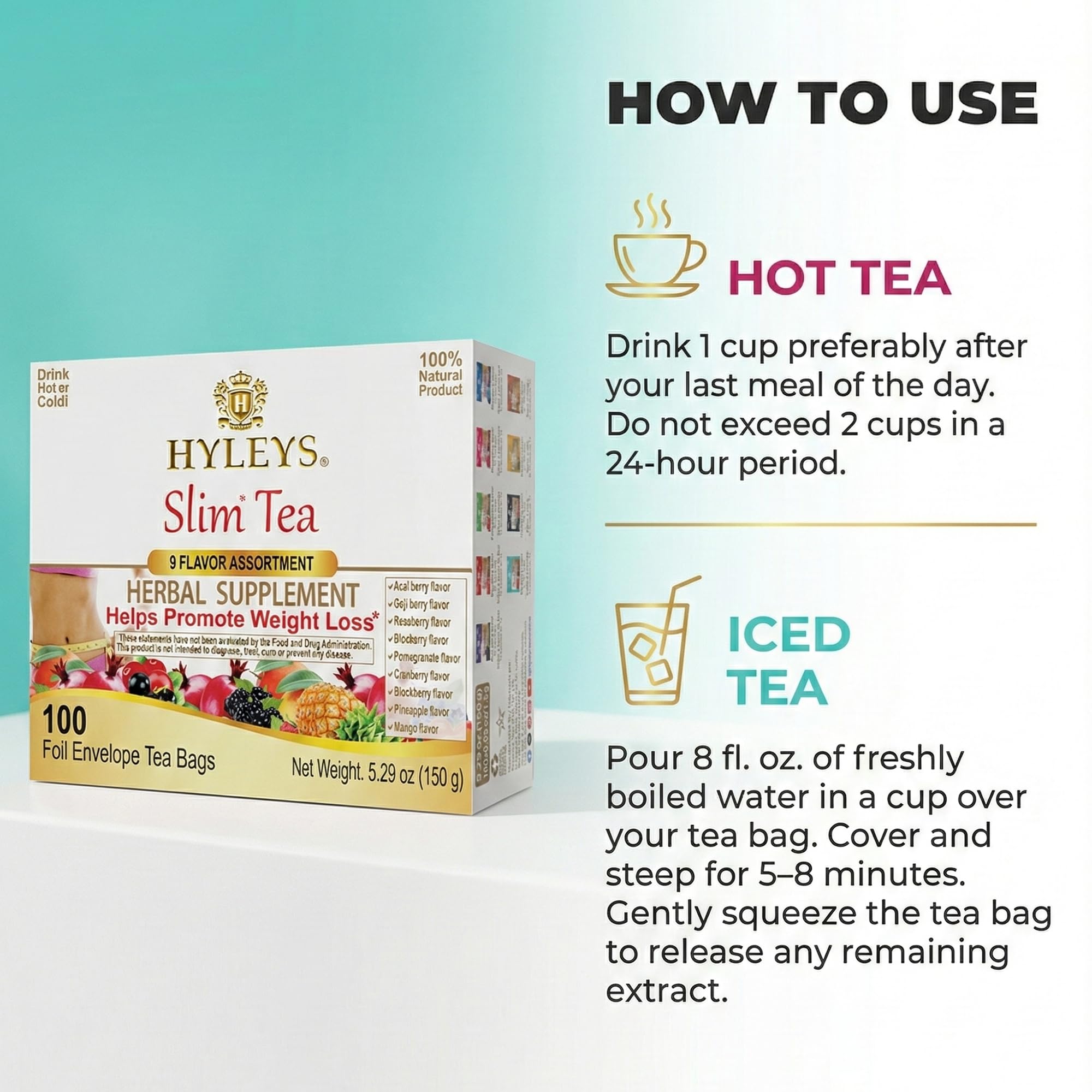 HYLEYS taza con infusión humeante, ayuda a la digestión nocturna