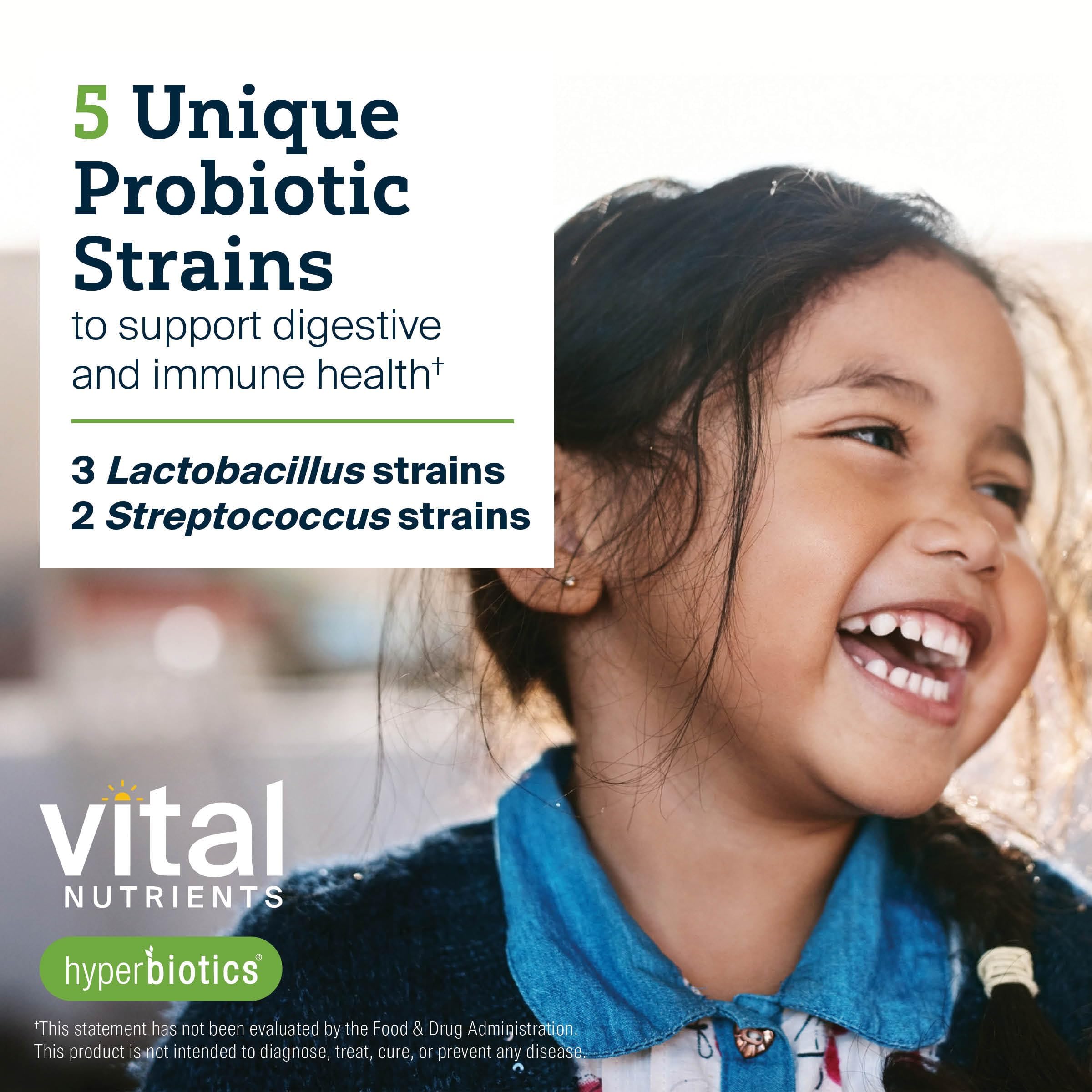 Hyperbiotics envase sobre encimera para uso diario y conveniencia familiar