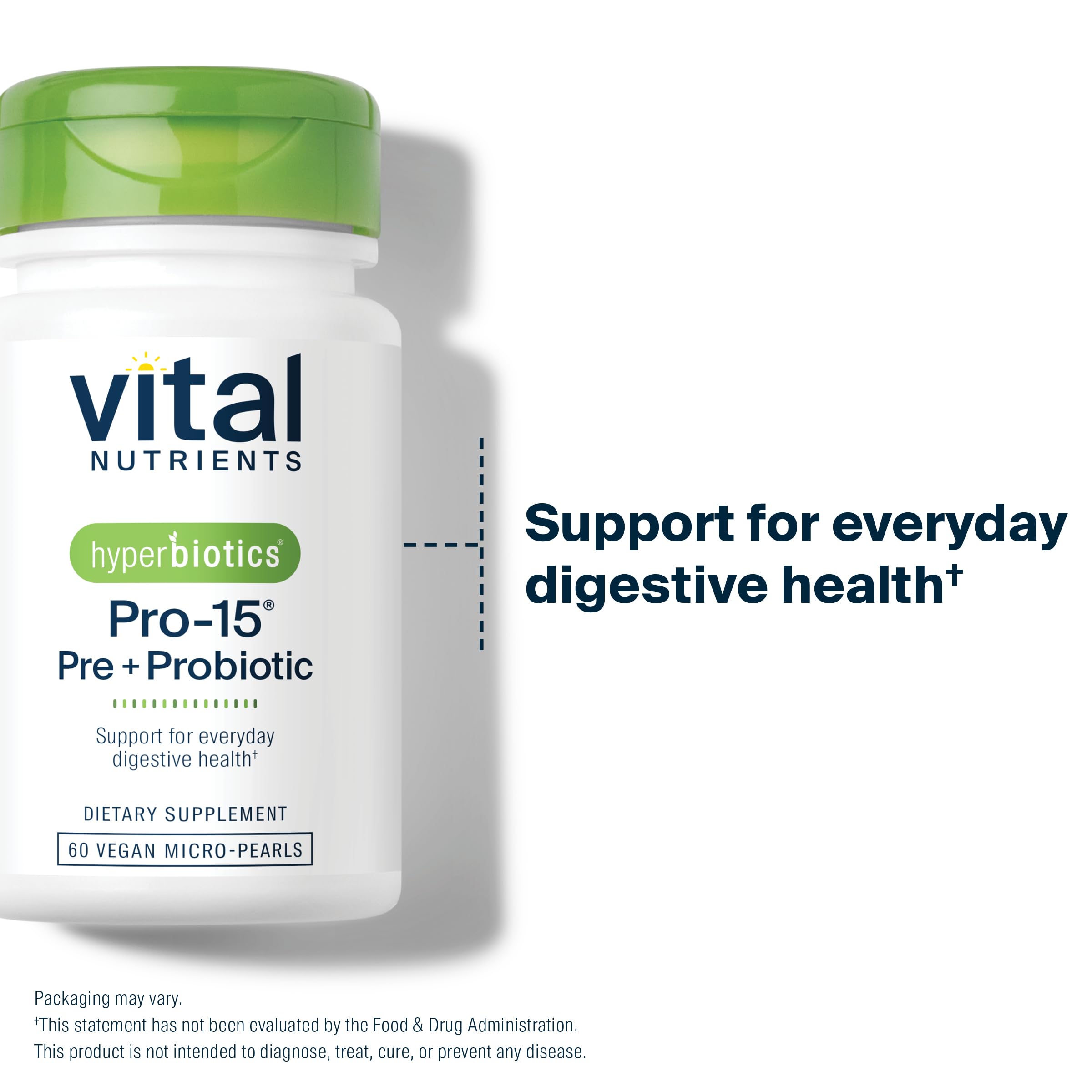 Hyperbiotics bote en mano para comparar tamaño y tomar una perla