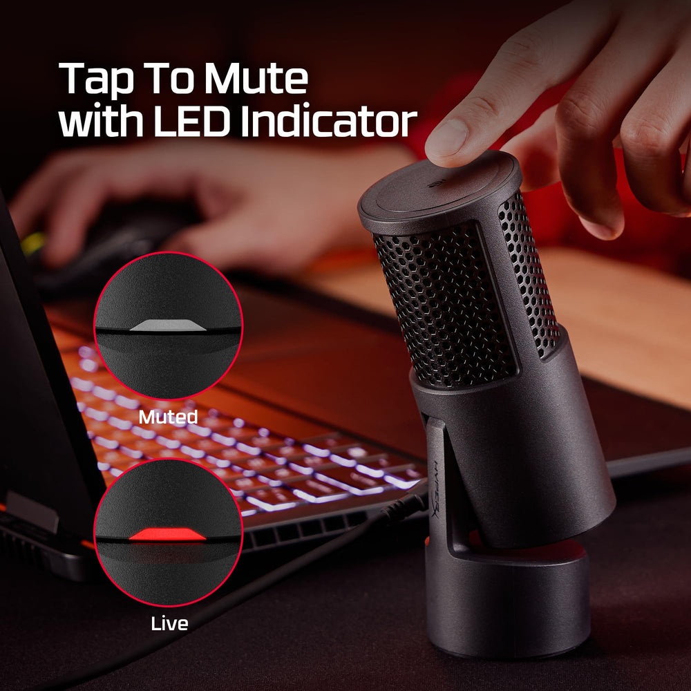 HyperX SoloCast 2 cable USB‑C a USB‑A que ofrece conexión plug and play