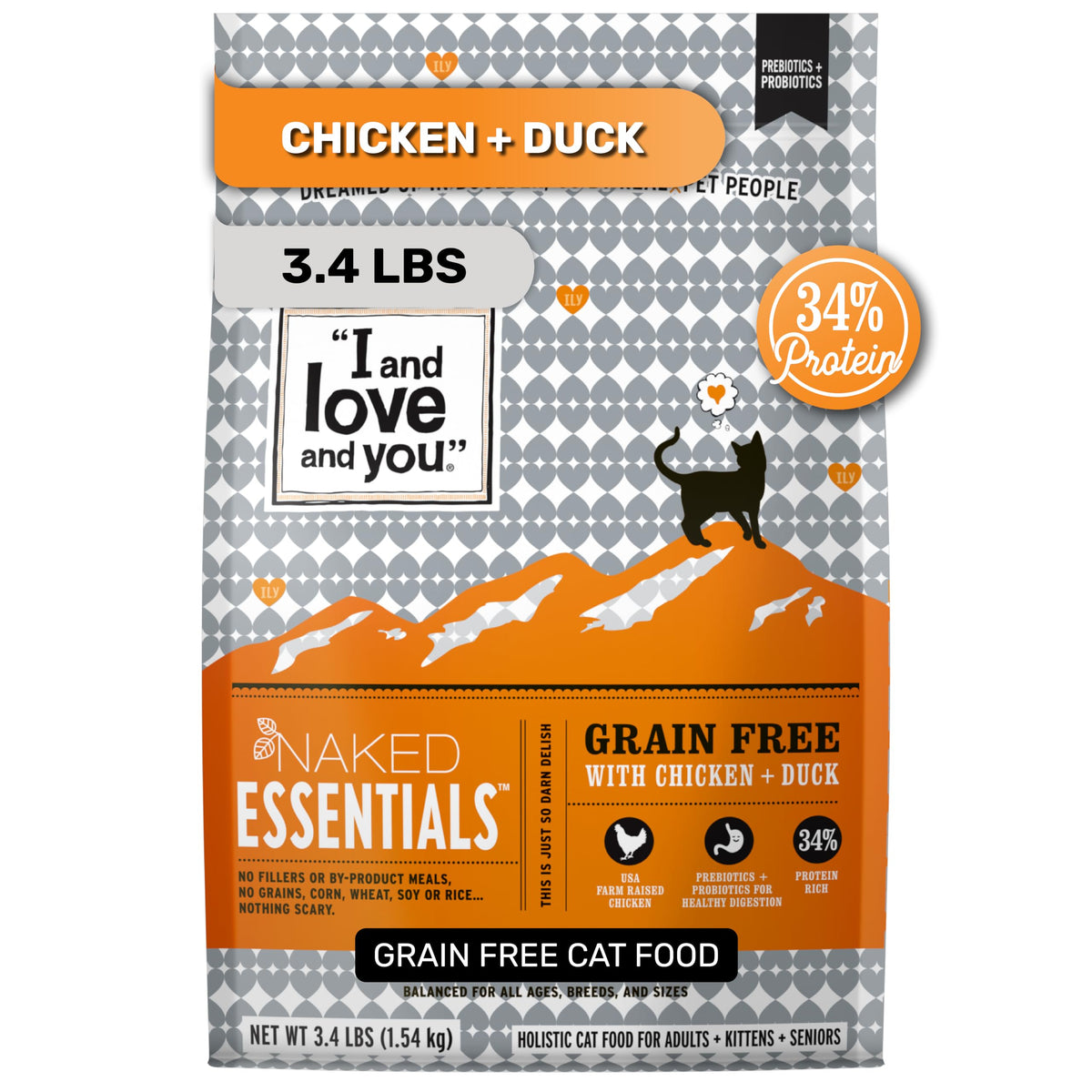 I AND LOVE AND YOU paquete frontal Naked Essentials mostrando ingredientes principales y beneficio nutricional
