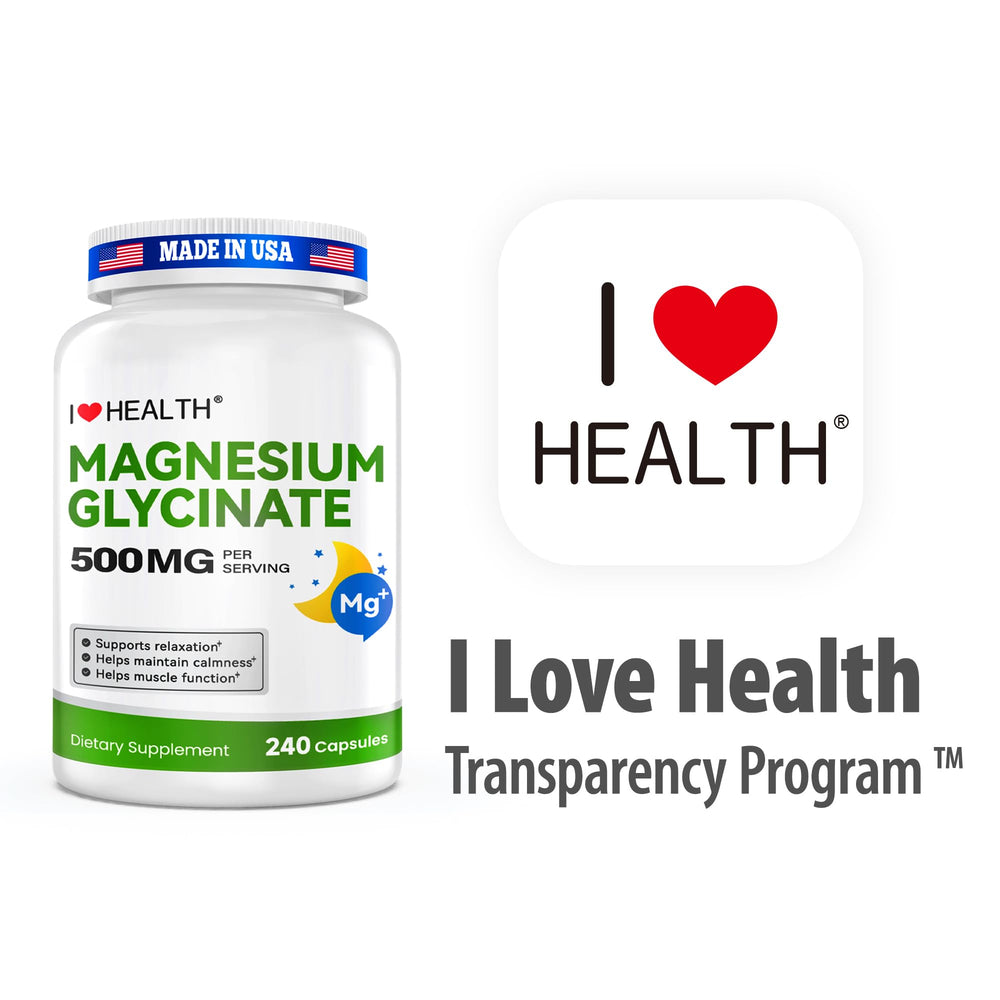 I LOVE HEALTH sello Made in USA para destacar control de calidad y origen del producto