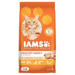 IAMS envase frontal 7 lb que muestra la fórmula Proactive 5 y beneficios