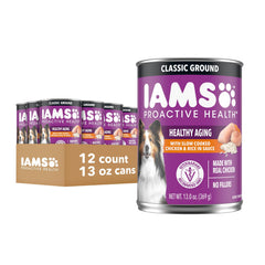 IAMS lata frontal mostrando etiqueta y beneficio nutricional