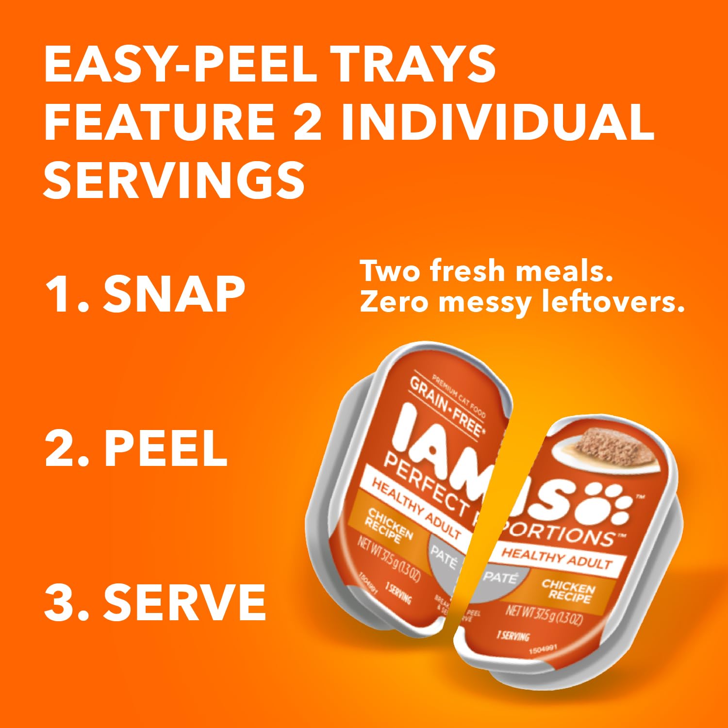 IAMS etiqueta de ingredientes resaltando calidad y sin rellenos