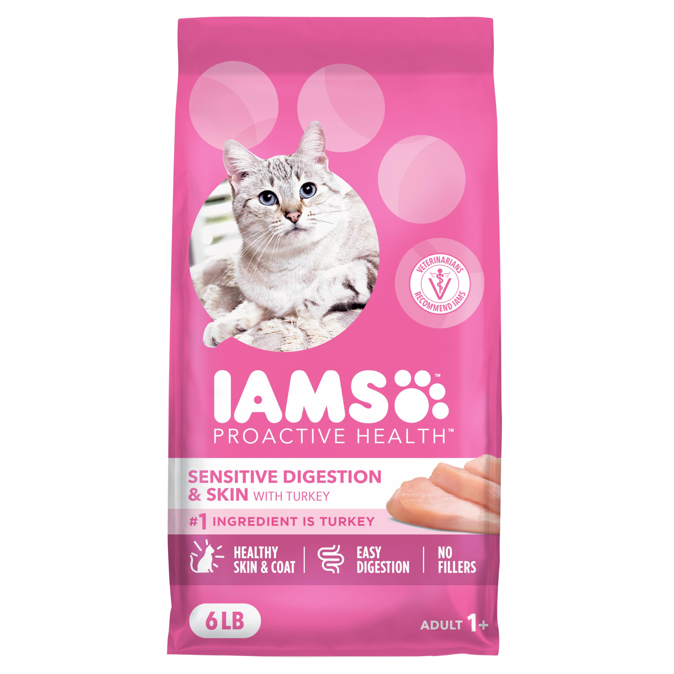 IAMS paquete Proactive Health pavo mostrando envase y beneficios