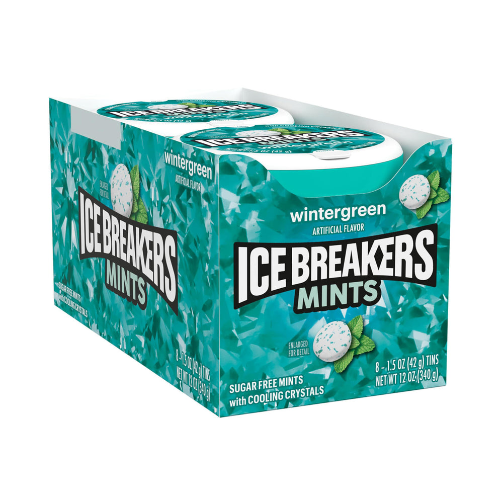 Ice Breakers primer plano de cristales de sabor destacando textura y efecto refrescante