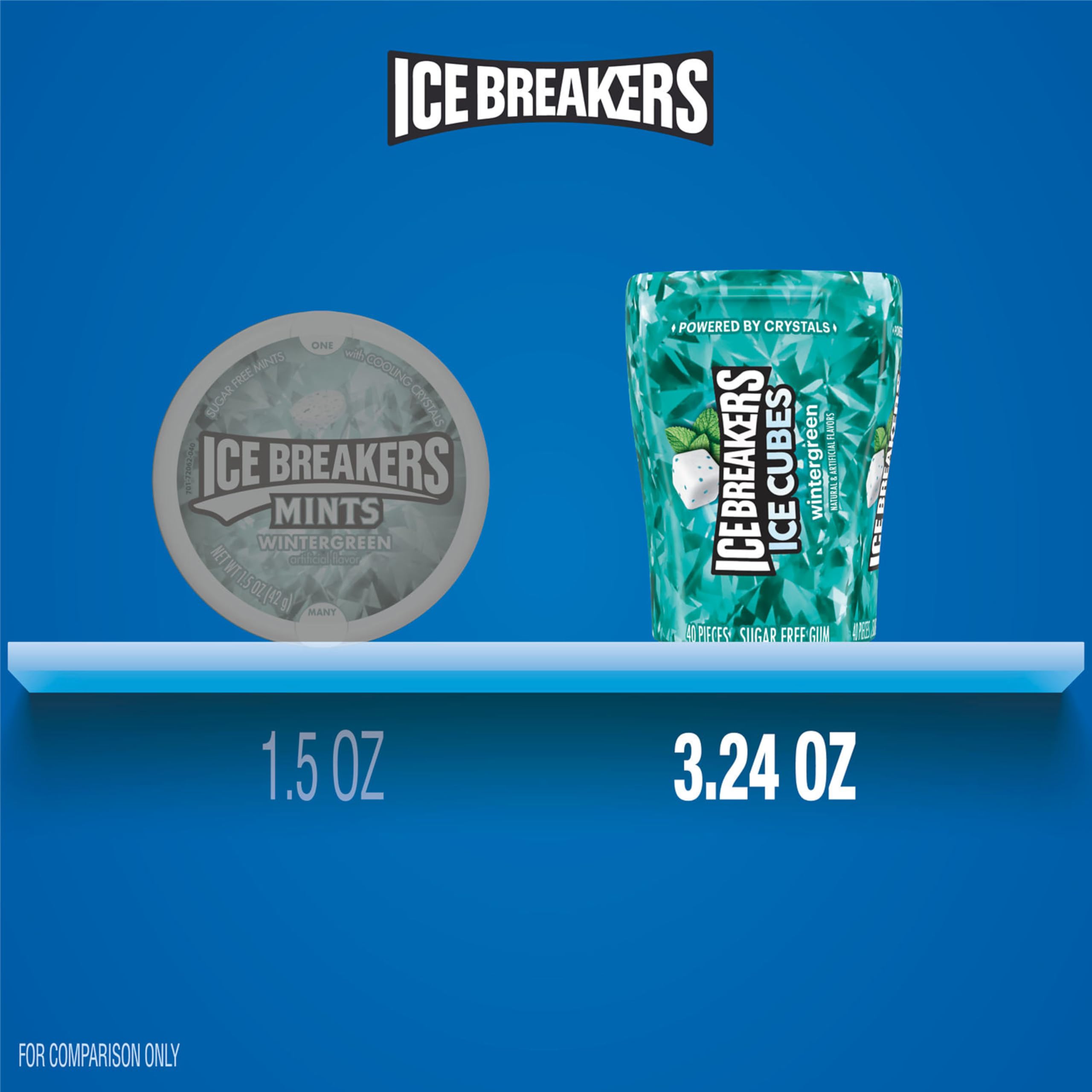 Ice Breakers frasco abierto con cubos listos para consumir fácilmente
