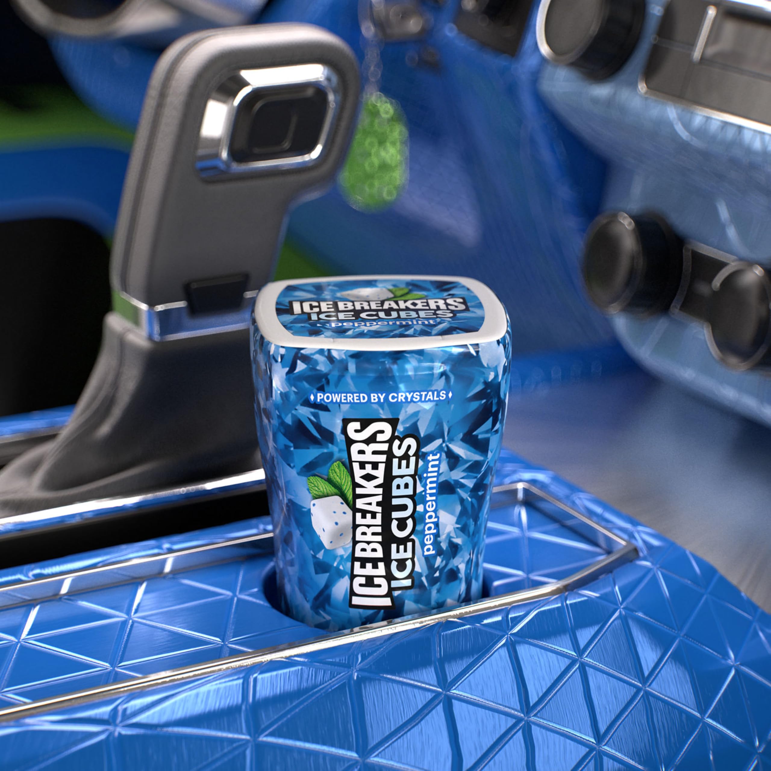 Ice Breakers en portavasos del coche para frescor durante viajes