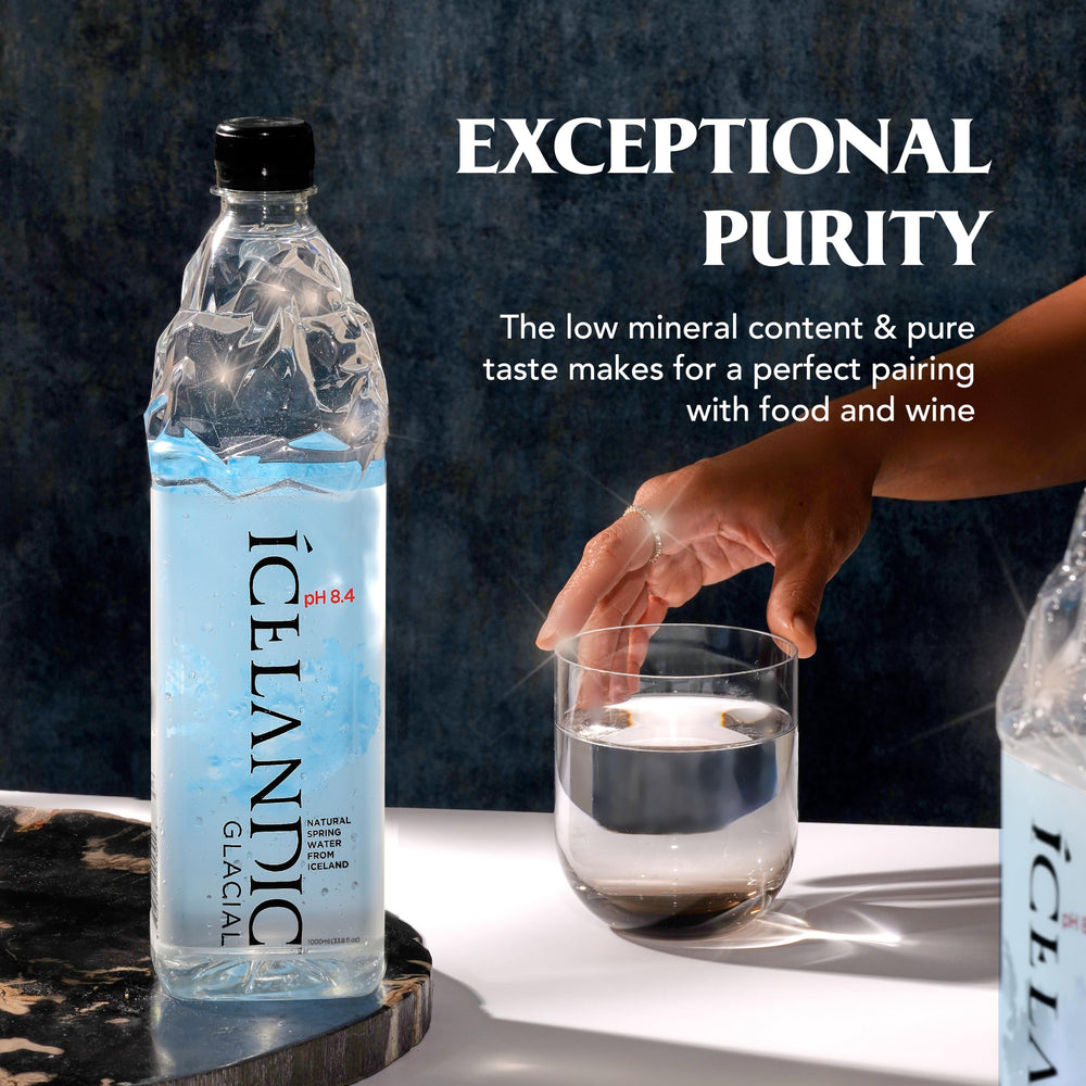 Icelandic Glacial comparación de tamaño en mano mostrando formato compacto y conveniente
