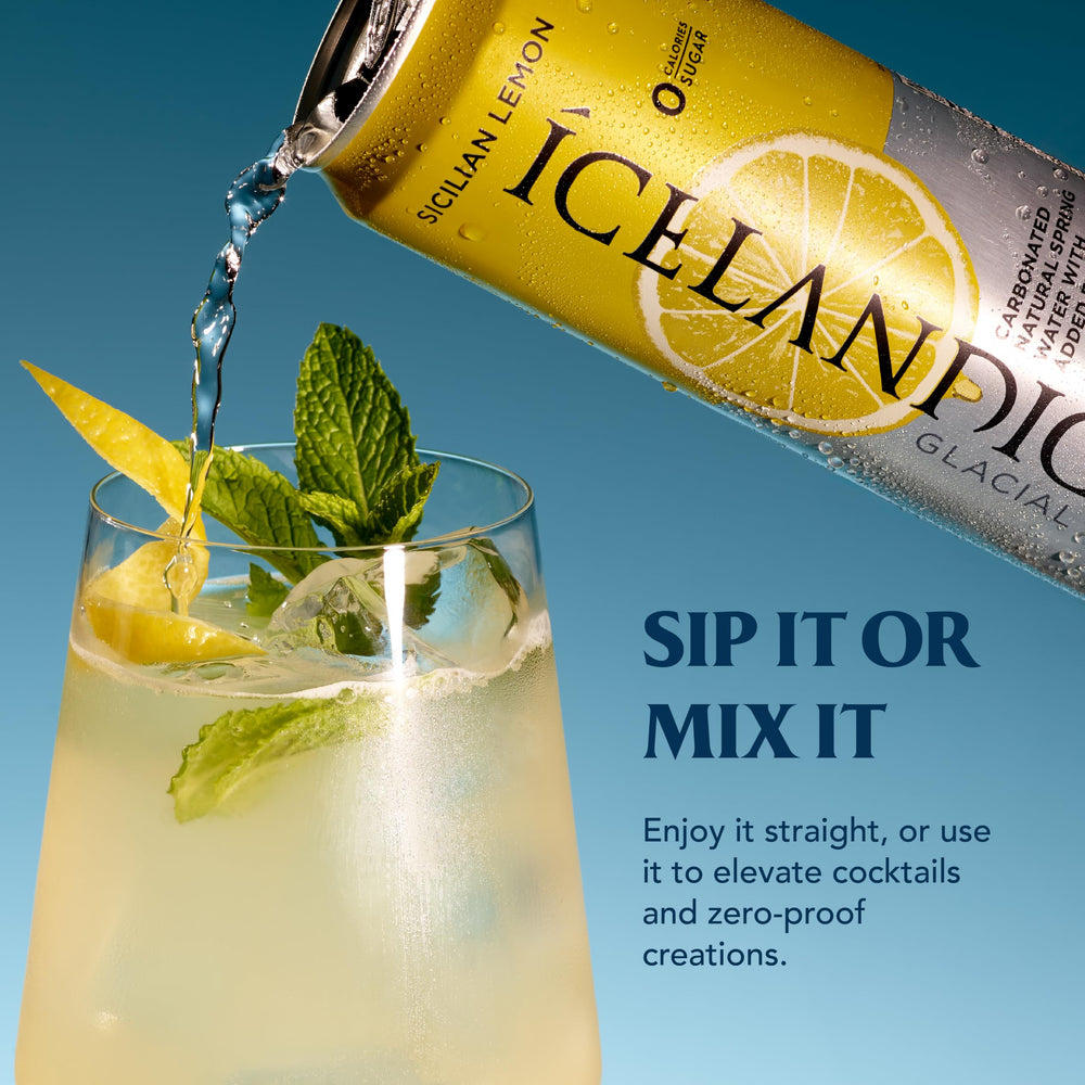 Icelandic Glacial servido en copa con hielo y rodaja de limón, ideal para maridar