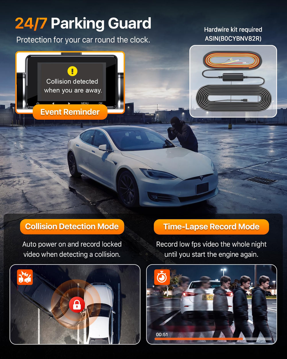 Icesky tarjeta 128GB incluida junto a la dashcam, almacenamiento inmediato