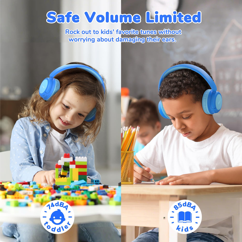 iClever BTH22 niño usando auriculares en coche, batería larga para viajes