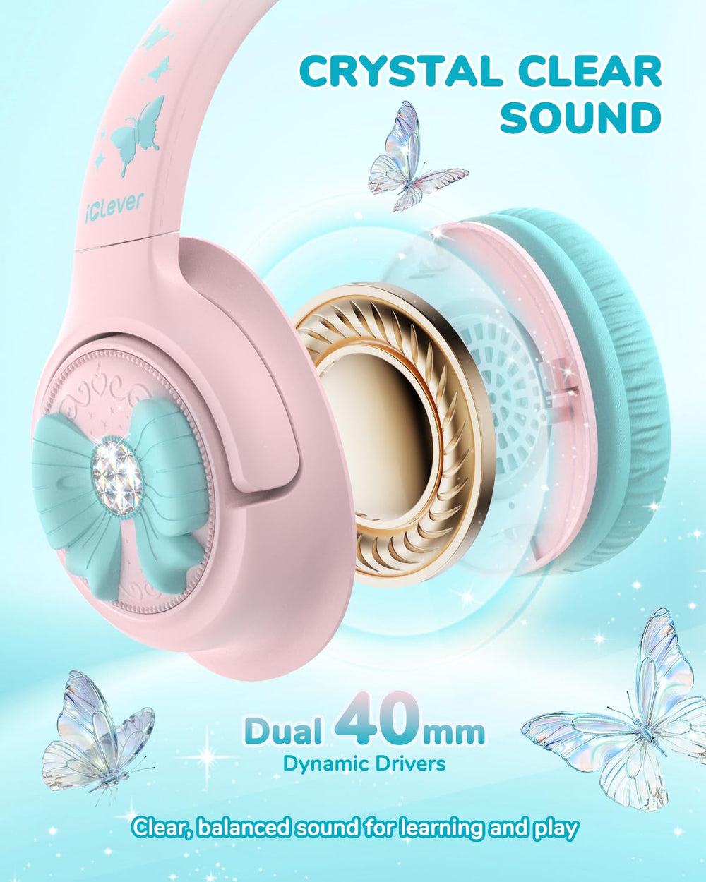 iClever C371 niña usando auriculares en estudio mejora concentración