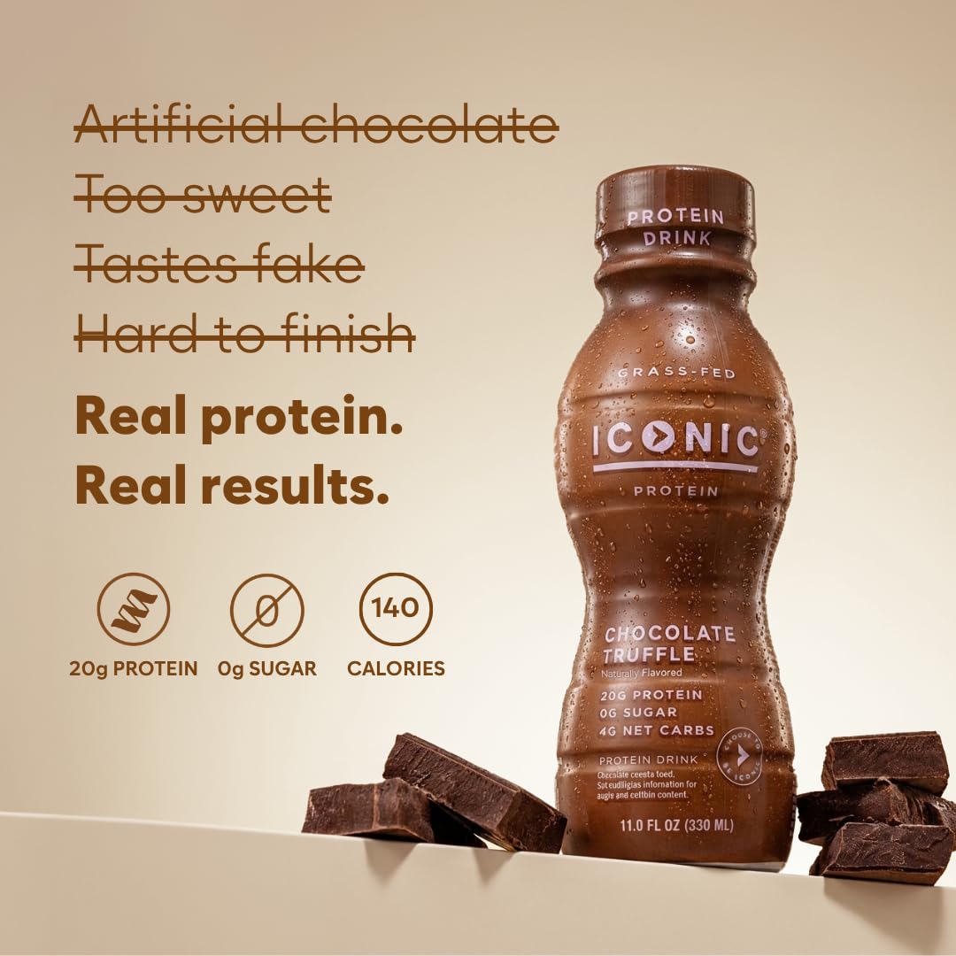 ICONIC etiqueta nutricional lateral con macros claros y beneficios bajos en carbohidratos