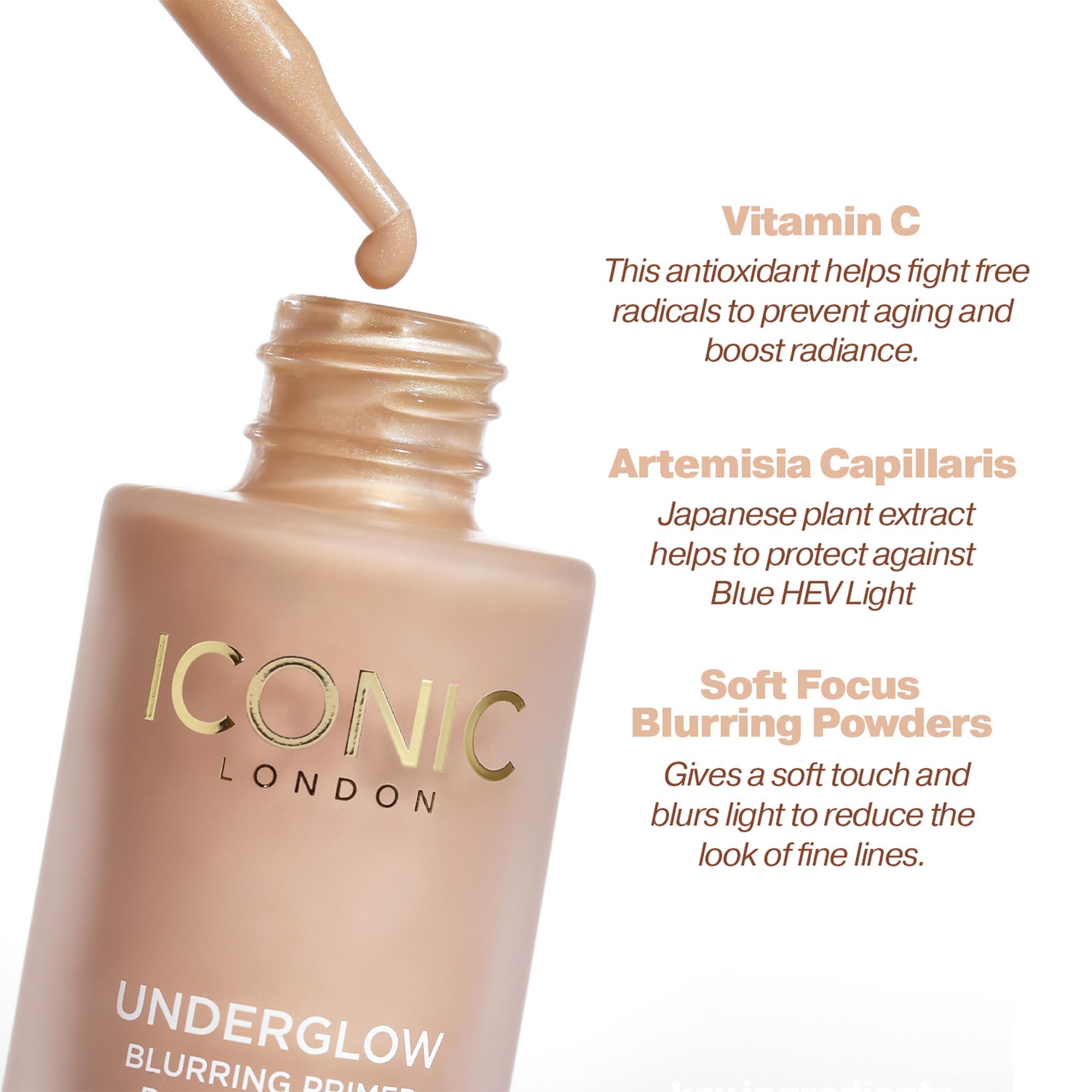 ICONIC LONDON modelo aplicando prebase, piel más lisa antes del maquillaje
