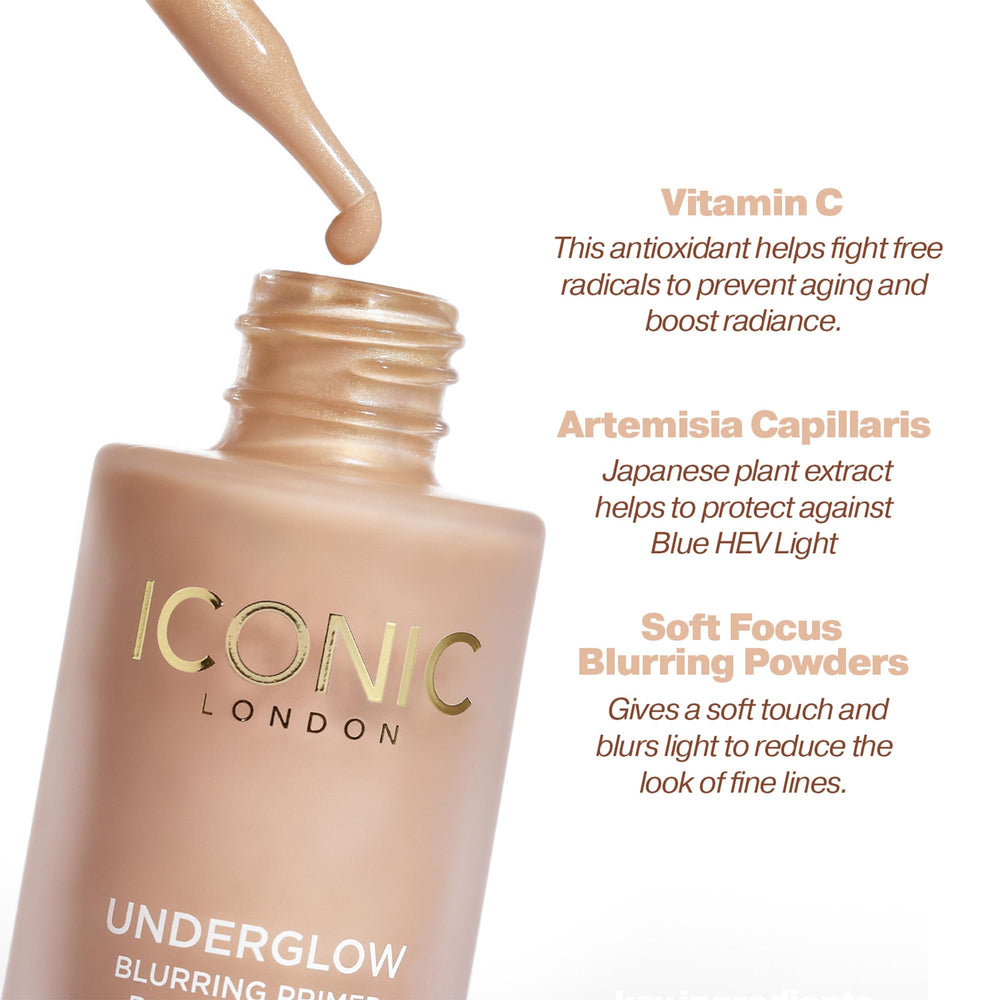 ICONIC LONDON modelo aplicando prebase, piel más lisa antes del maquillaje