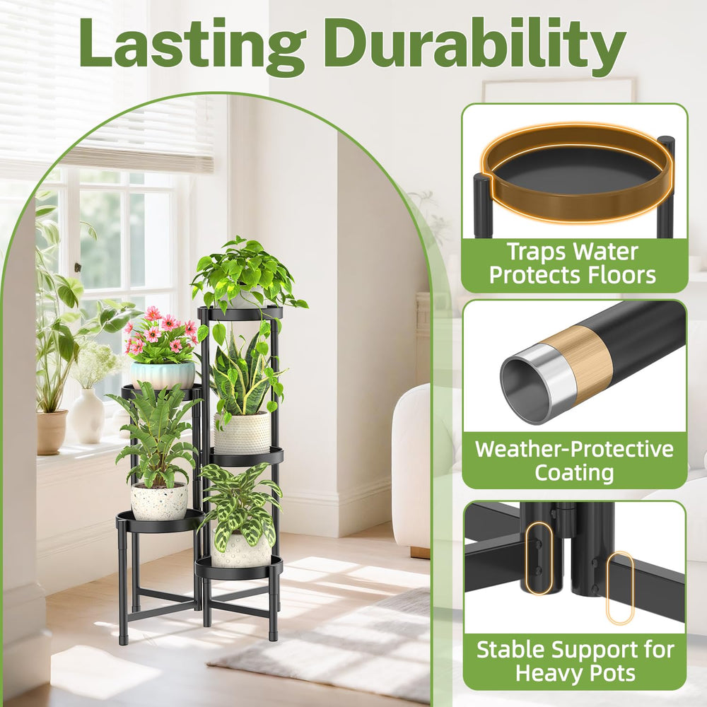 iDavosic.ly tiered trays holding multiple pots maximizing vertical space