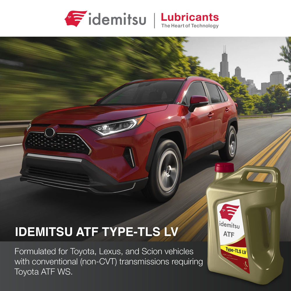 Detalle de la etiqueta Idemitsu ATF Type TLS-LV (WS) con especificaciones visibles para seguridad