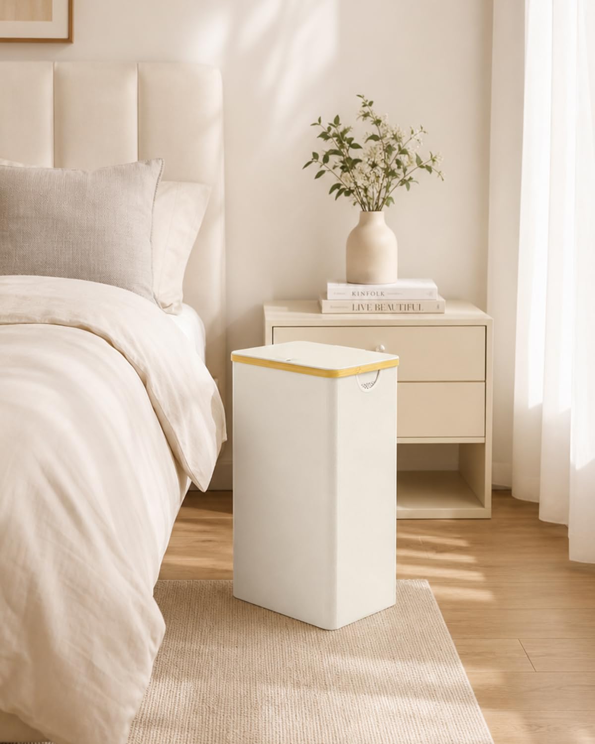 iEGrow beside a washer showing scale and compatibility with laundry spaces benefit