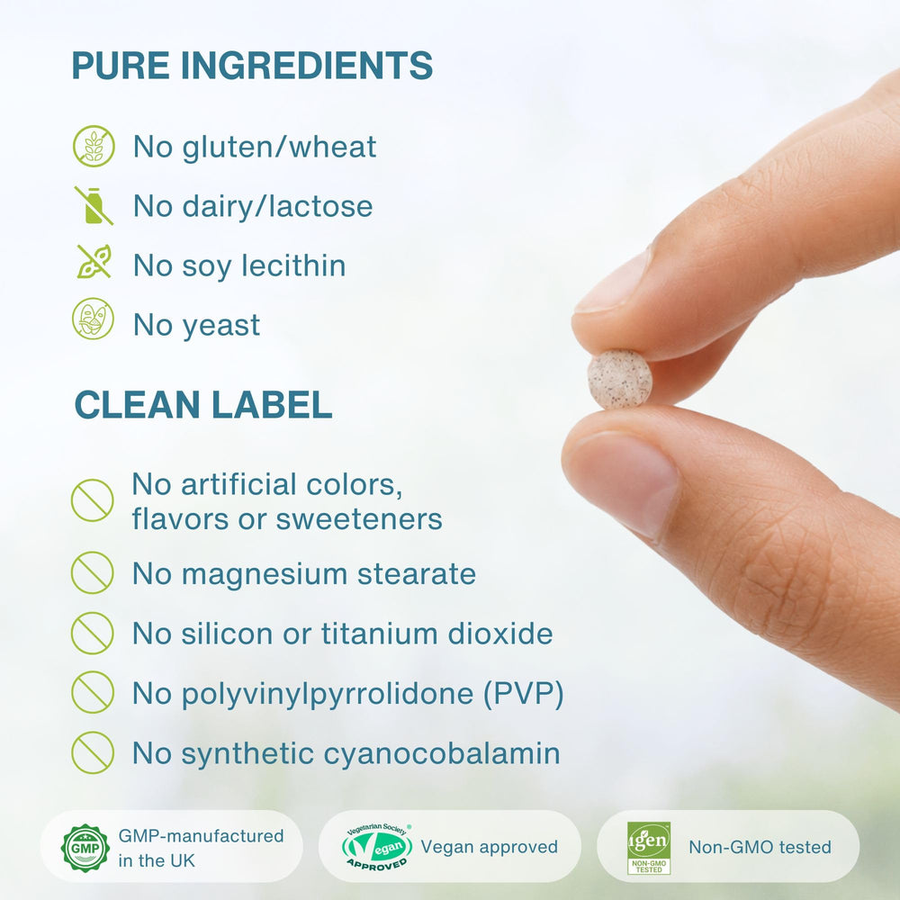 Igennus etiqueta con lista de ingredientes y certificaciones veganas y GMP