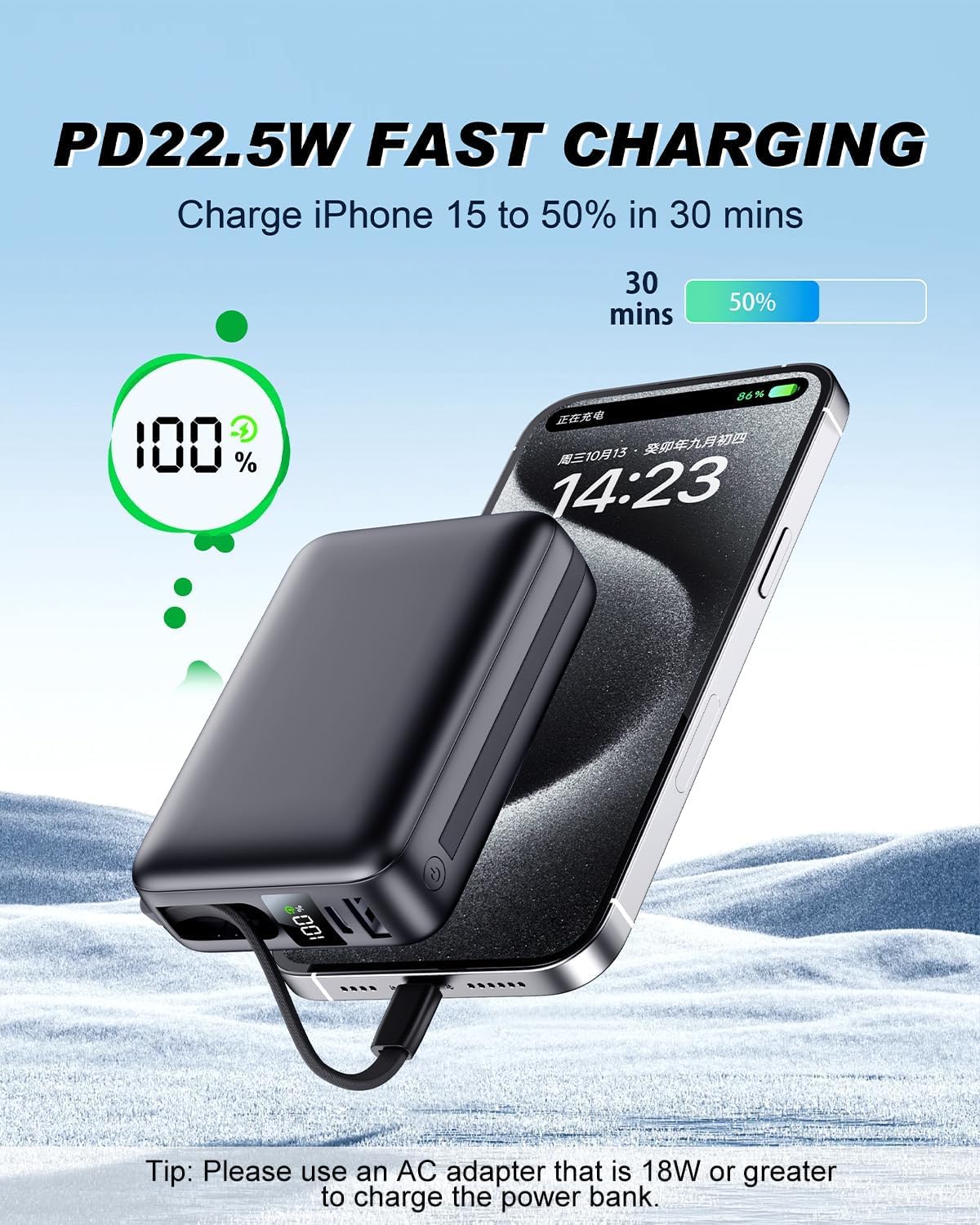IGGPBB detalle de la pantalla LED que indica porcentaje de batería con precisión