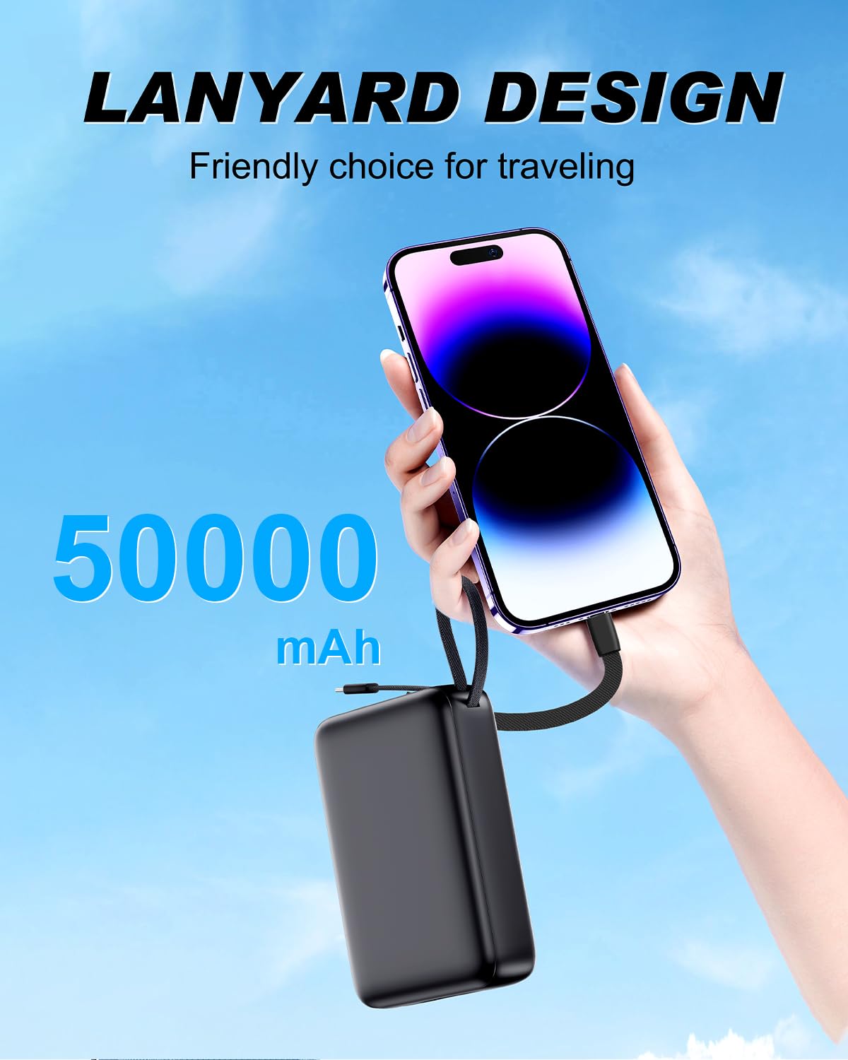 IGGPBB power bank en mochila durante excursión, energía confiable al aire libre