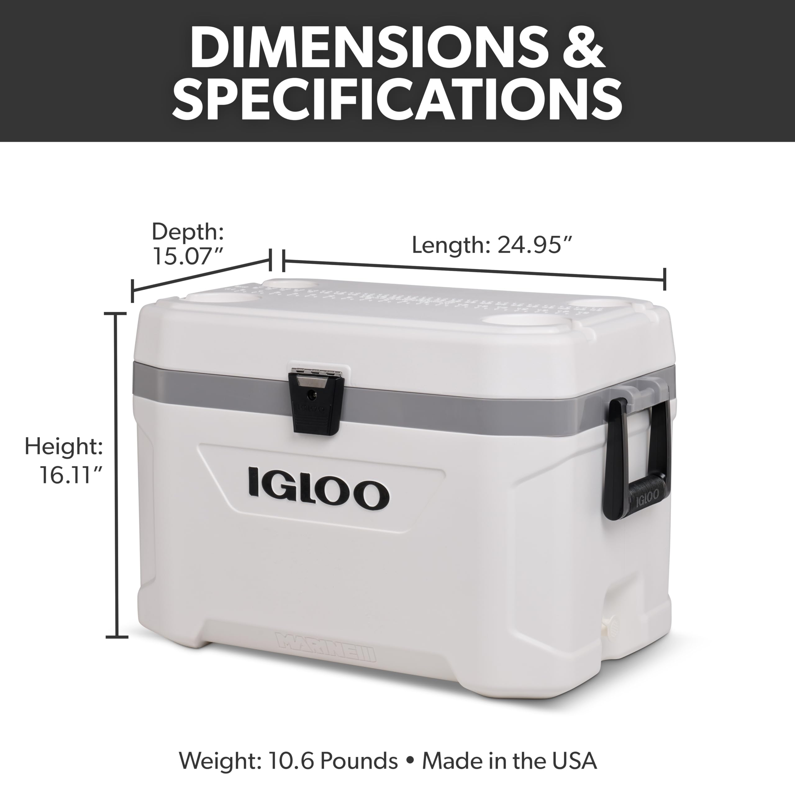 Igloo 54 Qt Marine Ultra cierre híbrido con acero inoxidable para mayor seguridad