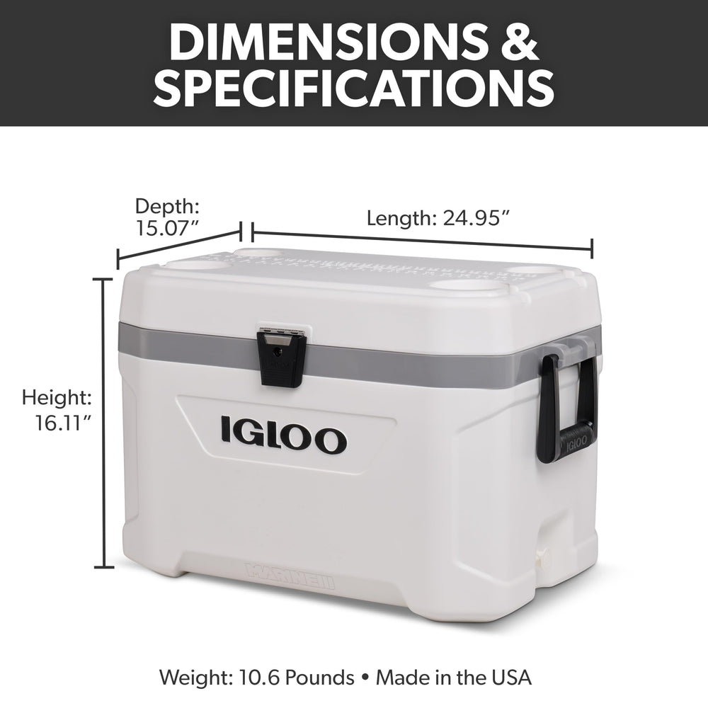 Igloo 54 Qt Marine Ultra cierre híbrido con acero inoxidable para mayor seguridad