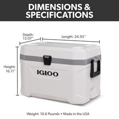 Igloo 54 Qt Marine Ultra cierre híbrido con acero inoxidable para mayor seguridad