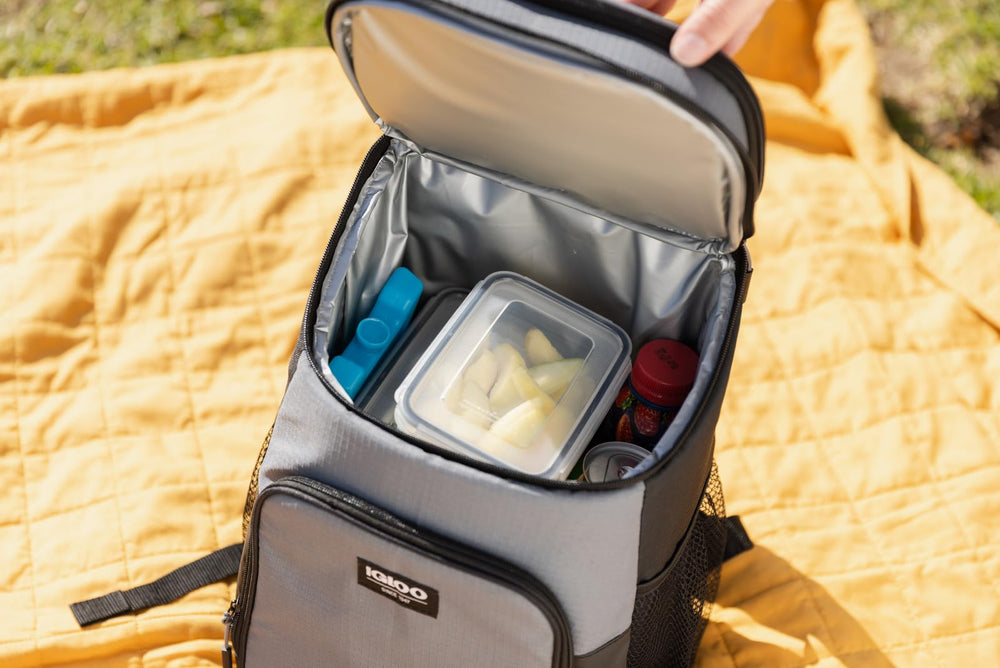 Bloques Igloo MaxCold junto a una regla para comparar tamaño y escala