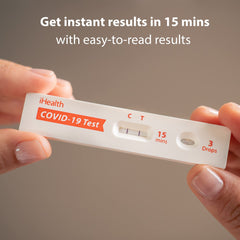 iHealth prueba abierta con hisopo listo, uso rápido y sencillo
