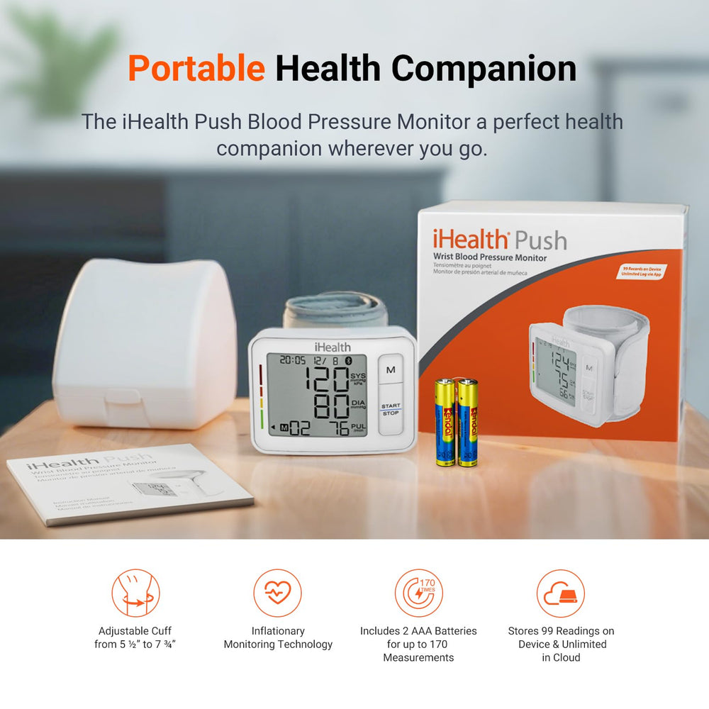 iHealth Push dentro de una mochila ilustrando portabilidad para viajes frecuentes