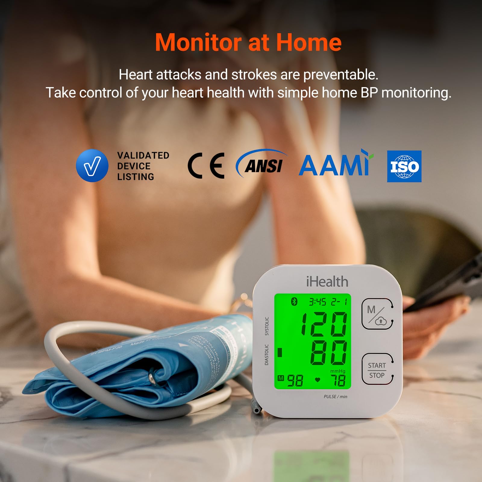 iHealth contenido de la caja con pilas, manual y manguito incluido