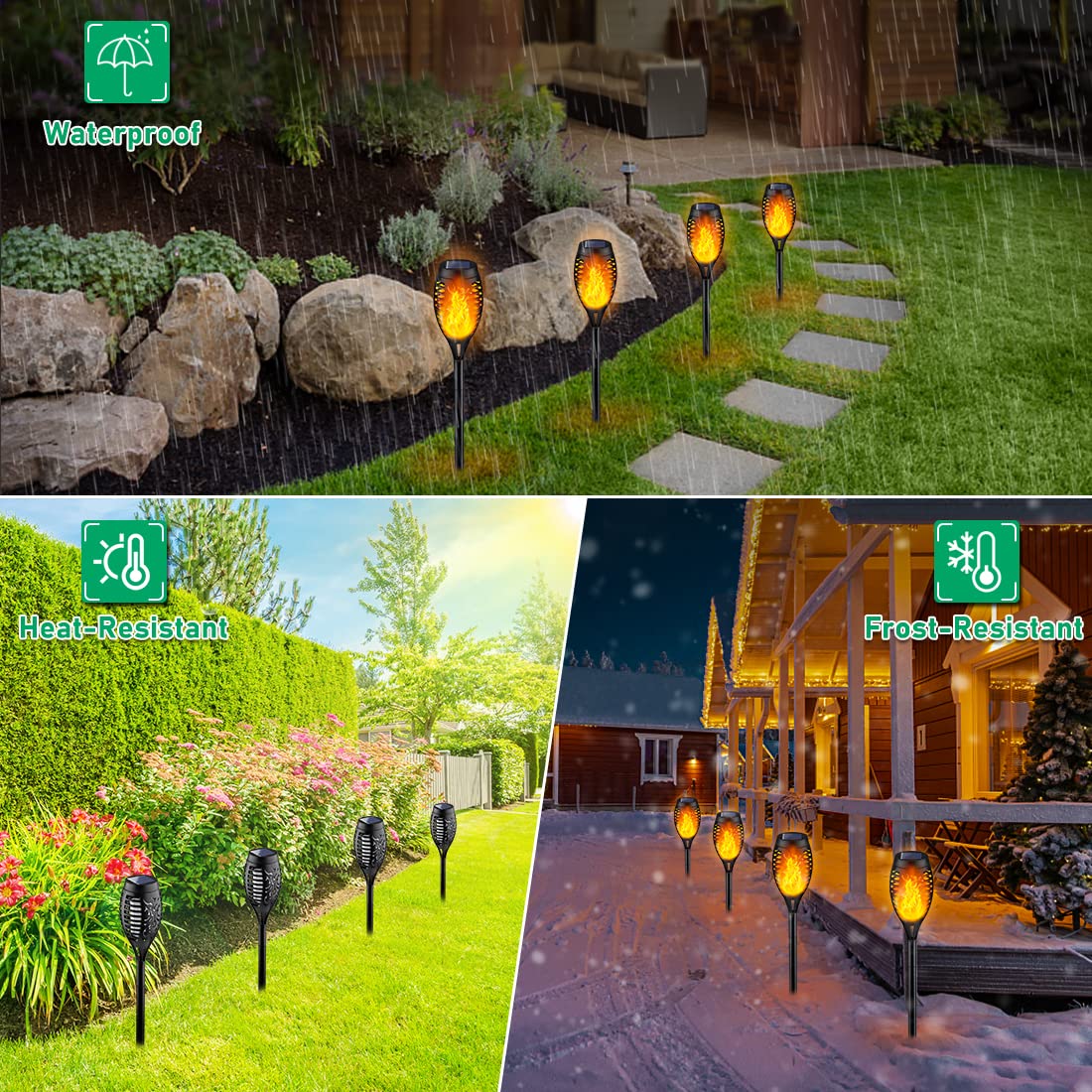 IkeeRuic antorcha instalada en jardín iluminando camino y creando ambiente seguro