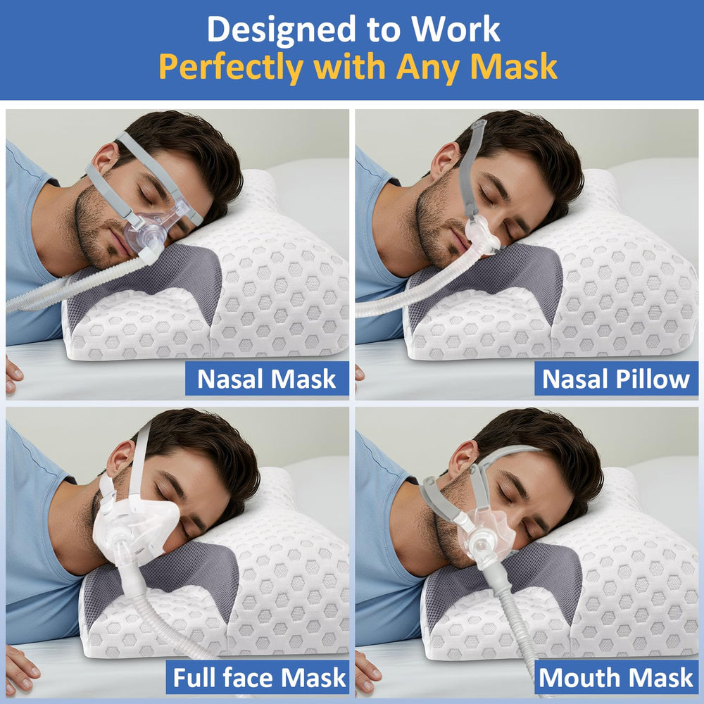 IKSTAR persona durmiendo de lado con máscara CPAP demostrando estabilidad y confort