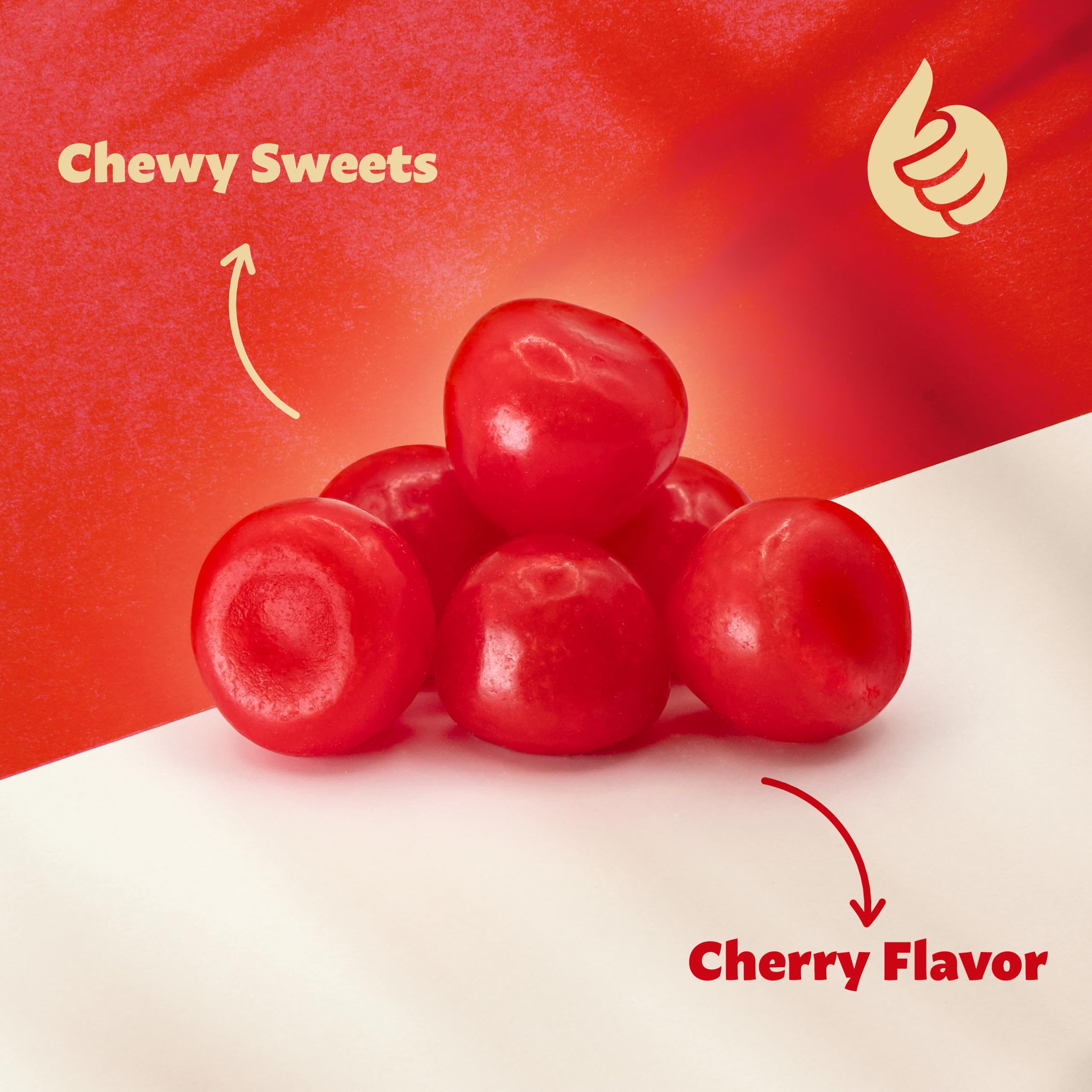 ILIKE! comparación de tamaño de Cherry Sours junto a moneda para escala clara