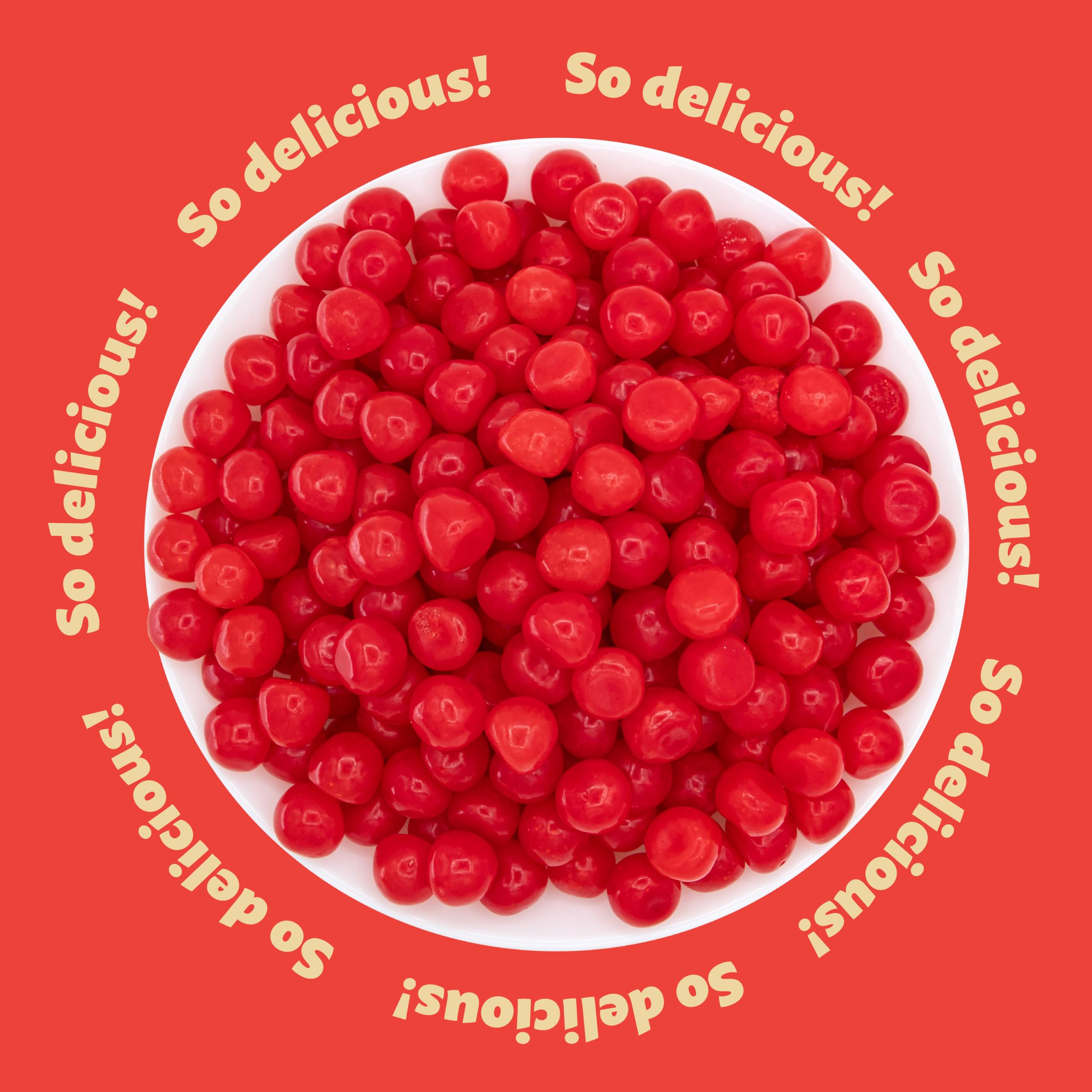ILIKE! etiqueta del paquete Cherry Sours con información y origen visible
