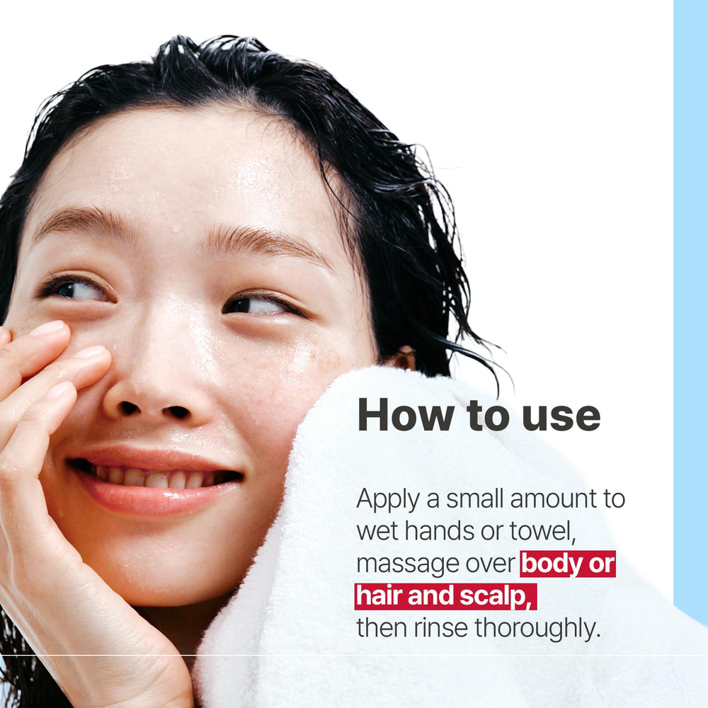 Illiyoon familia en ducha usando el gel para cuerpo y cabello